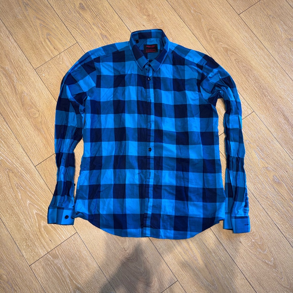 Jared Lang Blue Checkered Men's Shirt
